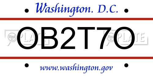OB2T7O District Of Columbia License Plate