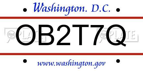 OB2T7Q District Of Columbia License Plate