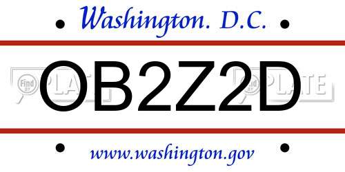 OB2Z2D District Of Columbia License Plate