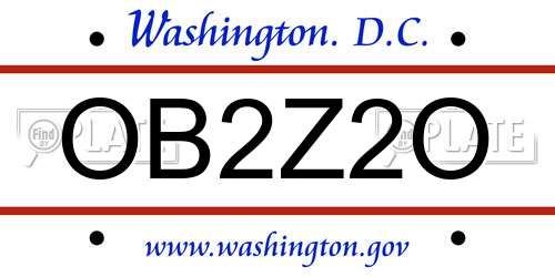 OB2Z2O District Of Columbia License Plate