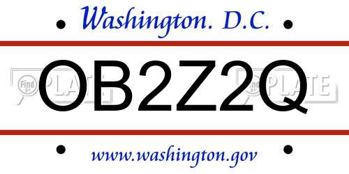 OB2Z2Q District Of Columbia License Plate