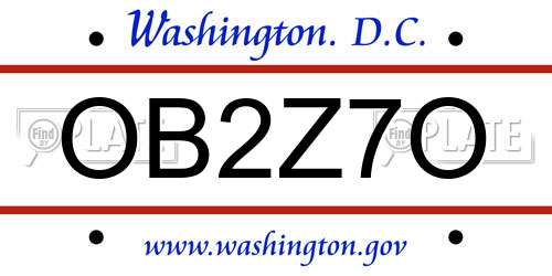 OB2Z7O District Of Columbia License Plate