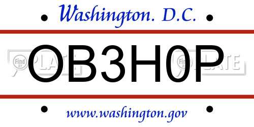 OB3H0P District Of Columbia License Plate
