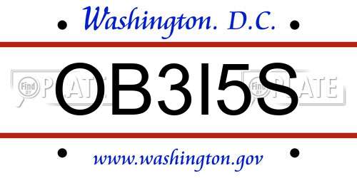 OB3I5S District Of Columbia License Plate