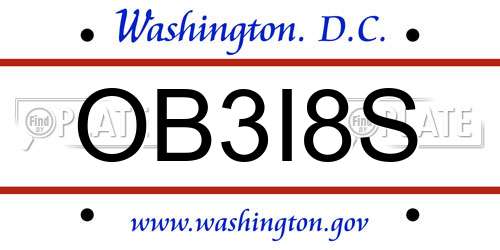 OB3I8S District Of Columbia License Plate