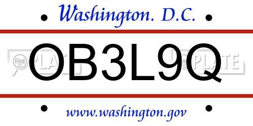 OB3L9Q District Of Columbia License Plate