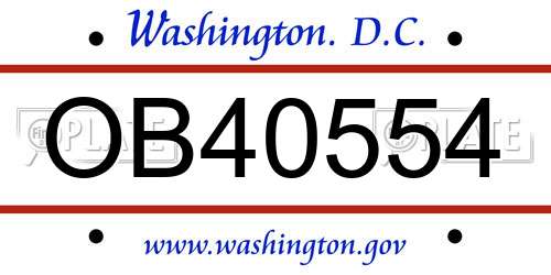 OB40554 District Of Columbia License Plate