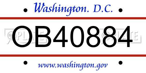 OB40884 District Of Columbia License Plate