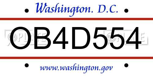 OB4D554 District Of Columbia License Plate