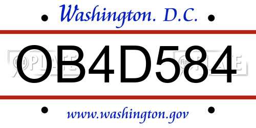 OB4D584 District Of Columbia License Plate