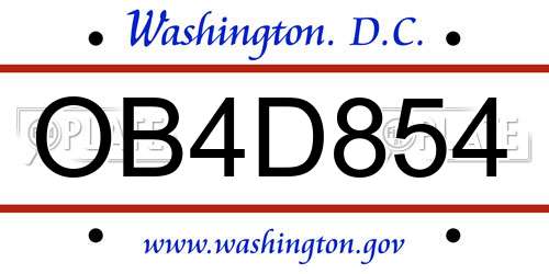 OB4D854 District Of Columbia License Plate
