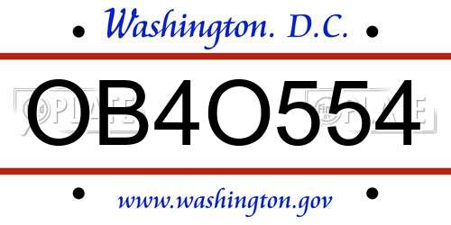 OB4O554 District Of Columbia License Plate