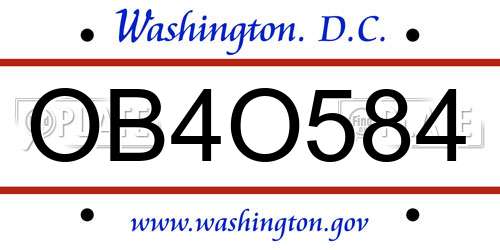 OB4O584 District Of Columbia License Plate