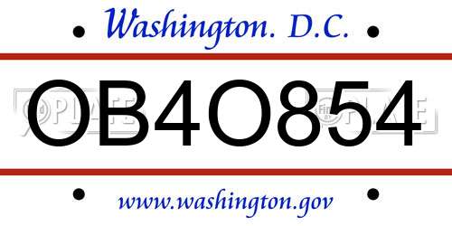 OB4O854 District Of Columbia License Plate