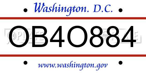OB4O884 District Of Columbia License Plate