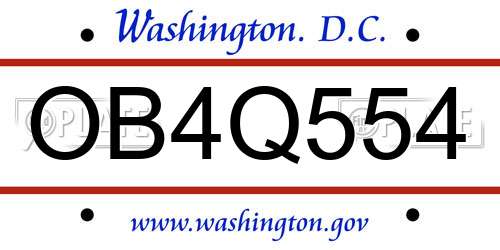 OB4Q554 District Of Columbia License Plate