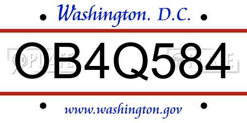 OB4Q584 District Of Columbia License Plate
