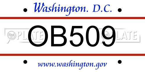 OB509 District Of Columbia License Plate
