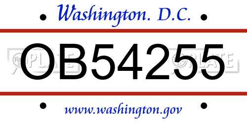 OB54255 District Of Columbia License Plate