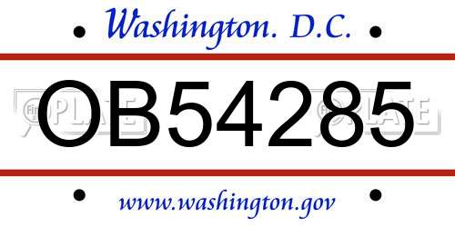 OB54285 District Of Columbia License Plate