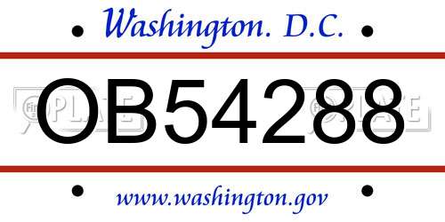 OB54288 District Of Columbia License Plate