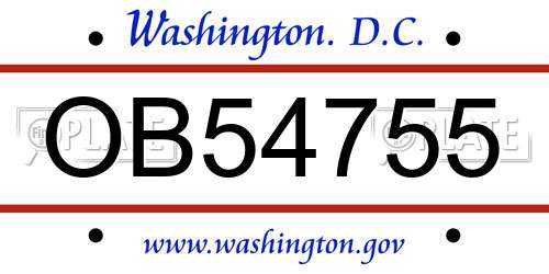 OB54755 District Of Columbia License Plate