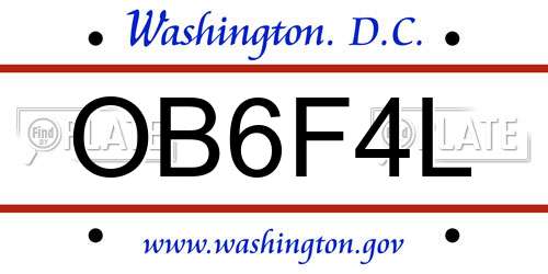 OB6F4L District Of Columbia License Plate