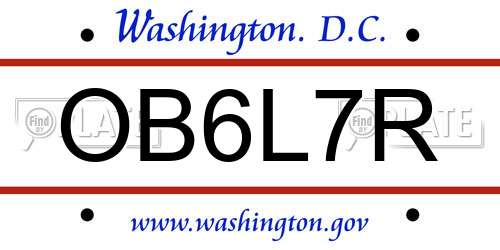 OB6L7R District Of Columbia License Plate