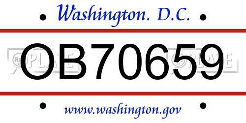 OB70659 District Of Columbia License Plate