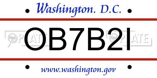 OB7B2I District Of Columbia License Plate