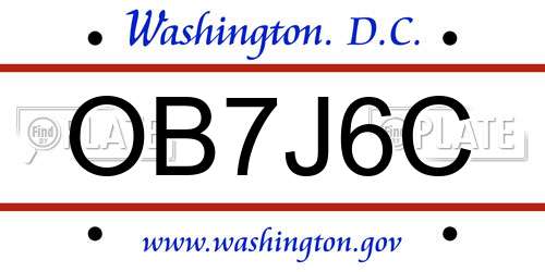 OB7J6C District Of Columbia License Plate