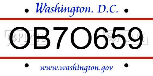 OB7O659 District Of Columbia License Plate