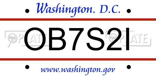 OB7S2I District Of Columbia License Plate