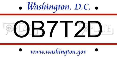 OB7T2D District Of Columbia License Plate