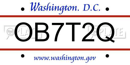 OB7T2Q District Of Columbia License Plate