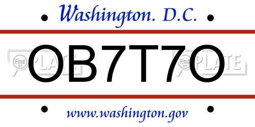 OB7T7O District Of Columbia License Plate
