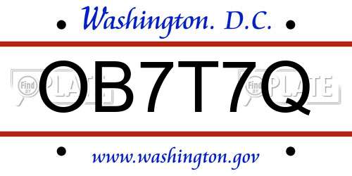 OB7T7Q District Of Columbia License Plate