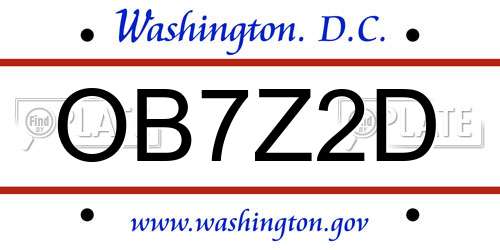 OB7Z2D District Of Columbia License Plate