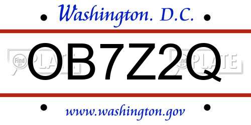 OB7Z2Q District Of Columbia License Plate