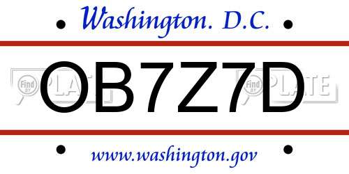 OB7Z7D District Of Columbia License Plate