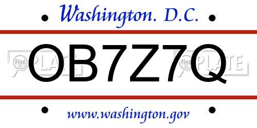 OB7Z7Q District Of Columbia License Plate