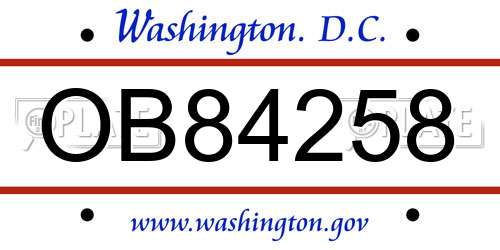 OB84258 District Of Columbia License Plate