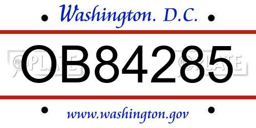 OB84285 District Of Columbia License Plate