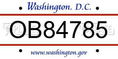 OB84785 District Of Columbia License Plate