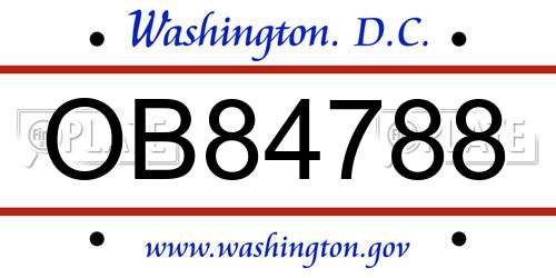 OB84788 District Of Columbia License Plate