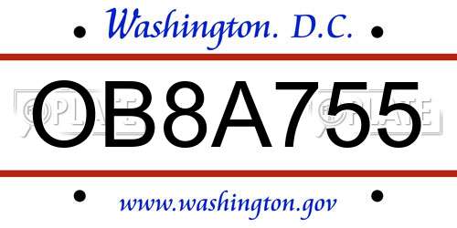 OB8A755 District Of Columbia License Plate
