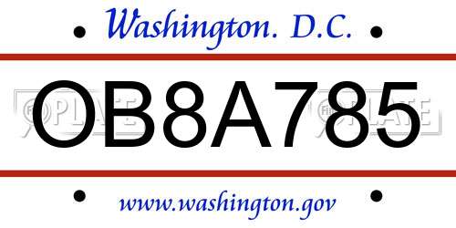 OB8A785 District Of Columbia License Plate