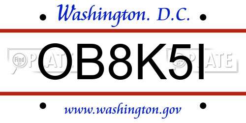 OB8K5I District Of Columbia License Plate