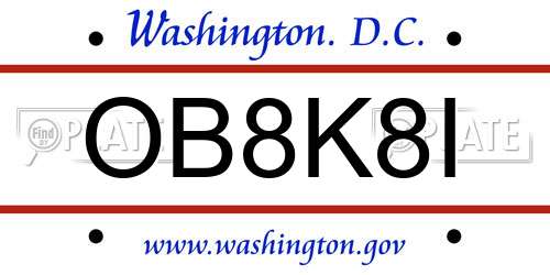 OB8K8I District Of Columbia License Plate