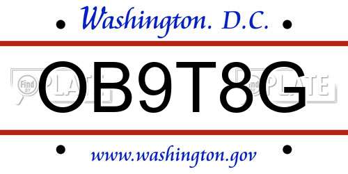 OB9T8G District Of Columbia License Plate